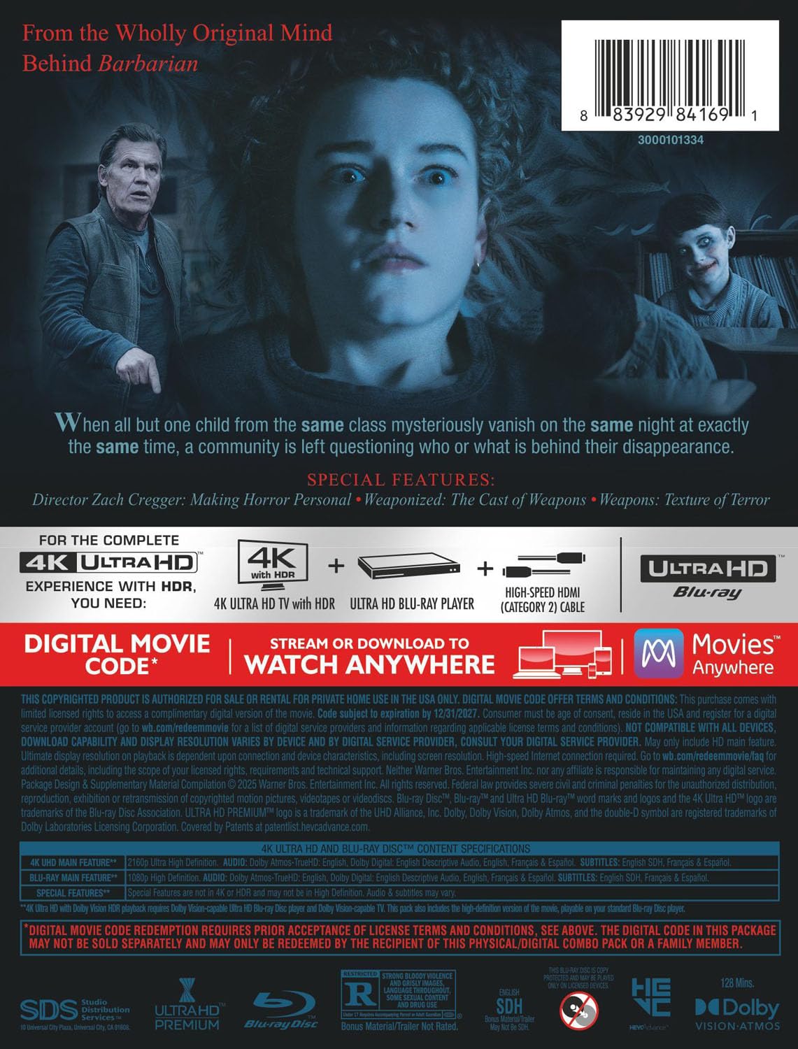 Weapons (2025) - Limited Edition Steelbook 4K UHD + Digital US Version