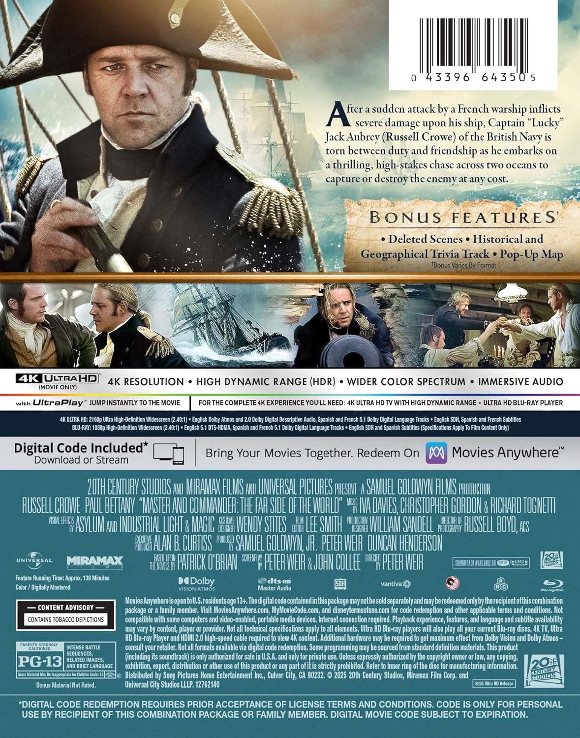 Master And Commander: The Far Side Of The World - 4K UHD Combo + Digital + Steelbook