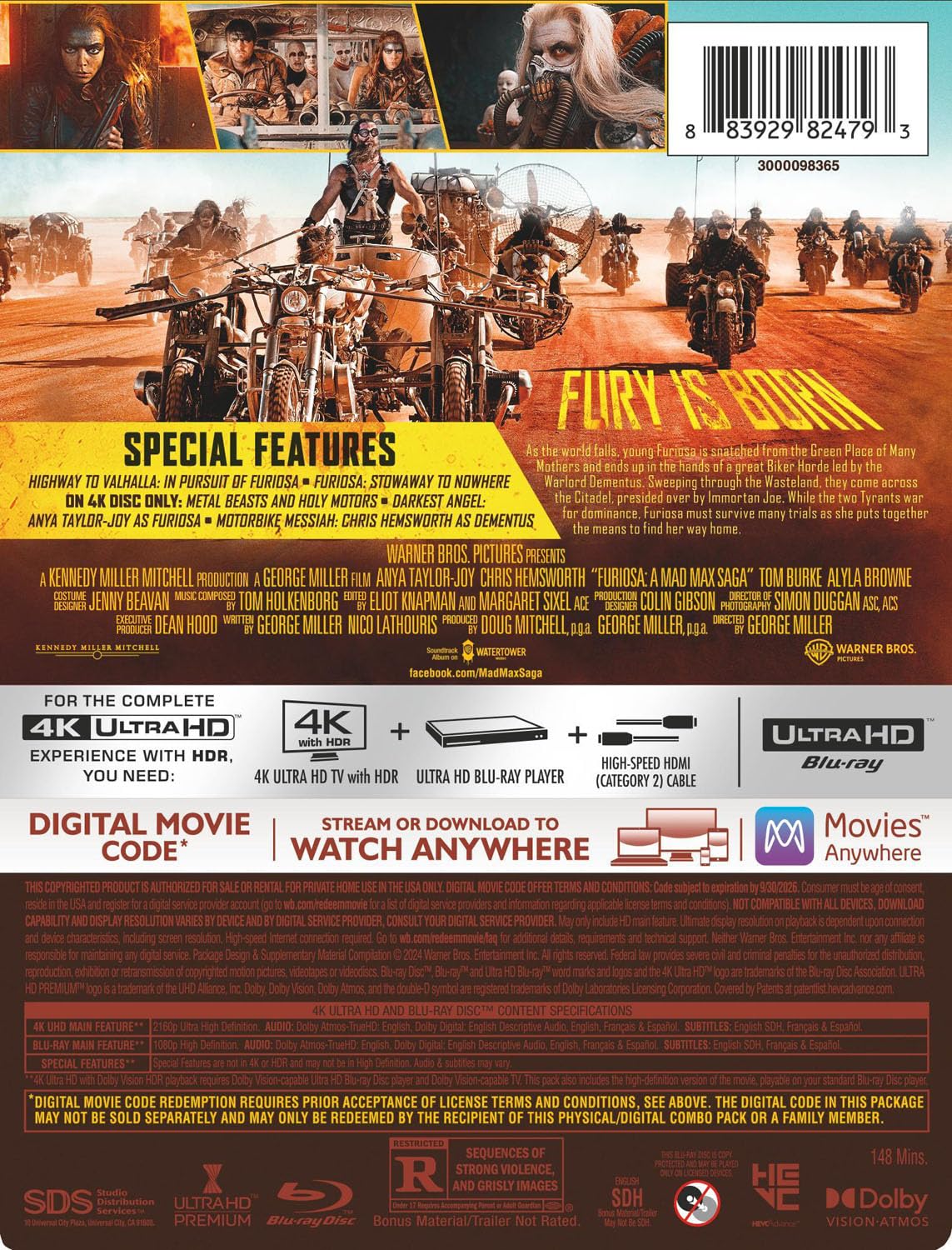 Furiosa: A Mad Max Saga - Limited Edition Steelbook (4K Ultra HD + Blu-Ray + Digital)