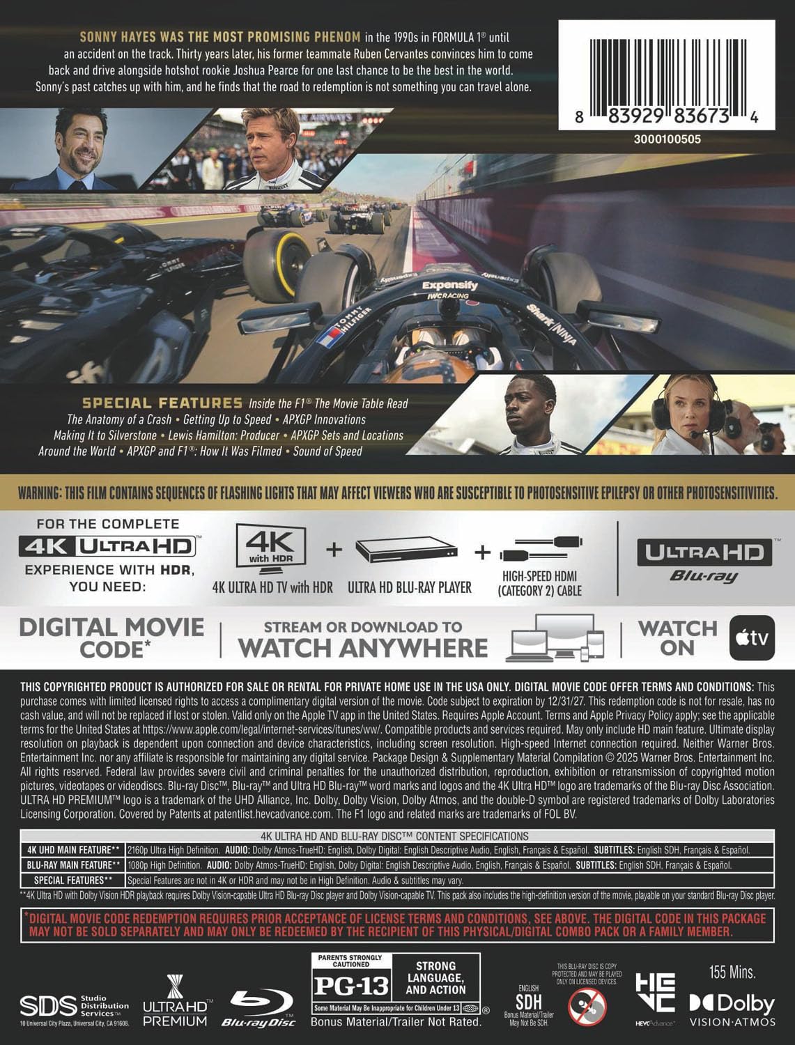 F1: The Movie (2025) - Limited Edition Steelbook (4K Ultra HD + Blu-ray + Digital)